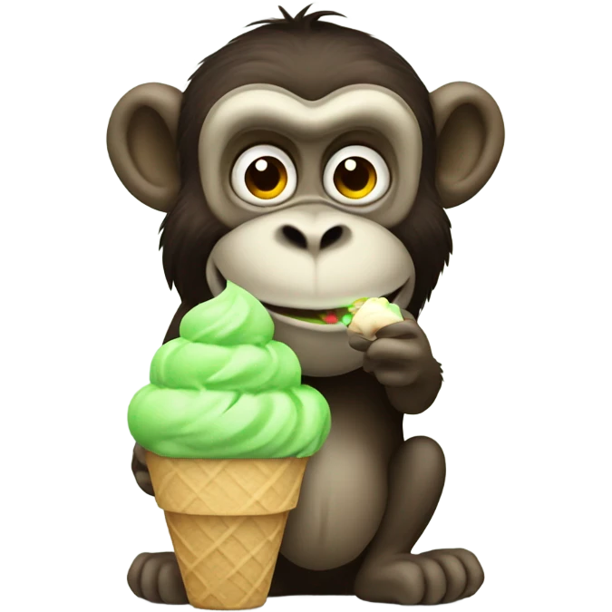 Big monkey eating green ice cream emoji