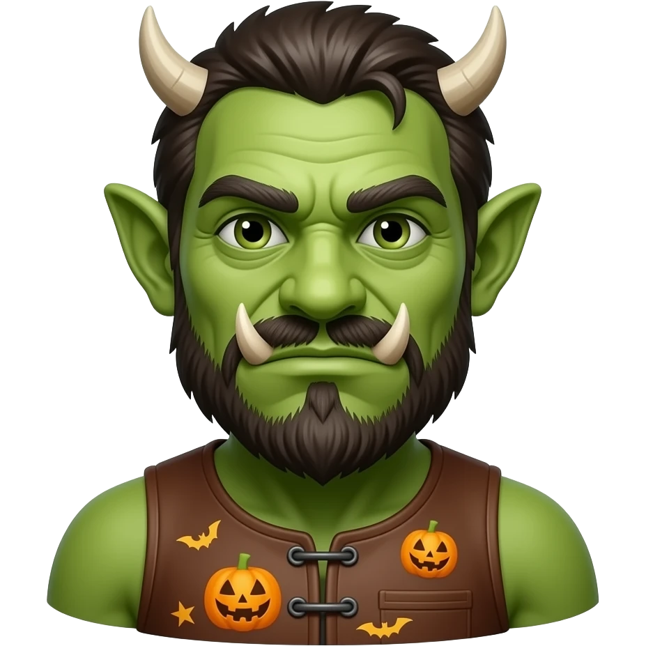 green Orc in Halloween costume bust size emoji