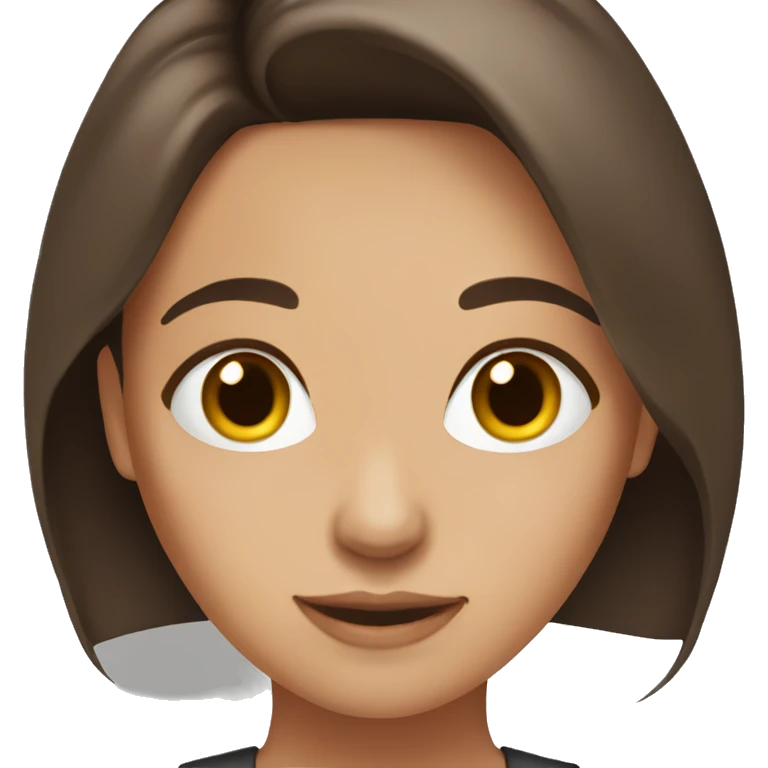 brunette girl brown eyes middle part emoji