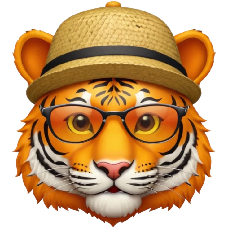 Un tigre con sombrero estilo cubano, una mesa de dj y gafas de sol emoji