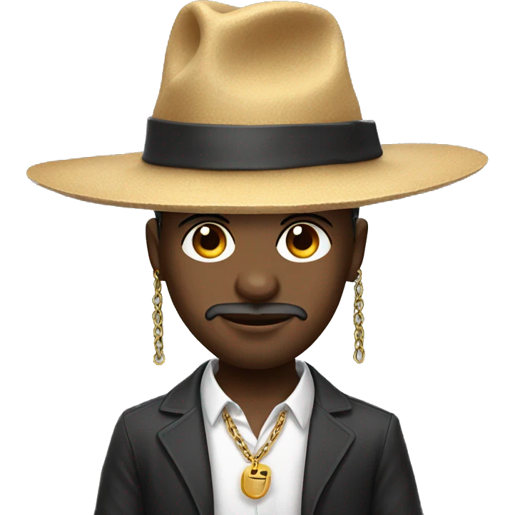 Guy with a strange hat, smart shirt and a chain and painted nails emoji