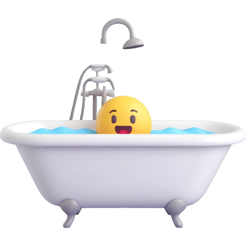 A 3D emoji of a bathtub emoji