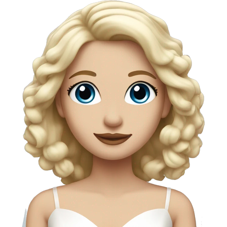 Bride with shoulder length blonde hair and blue eyes emoji