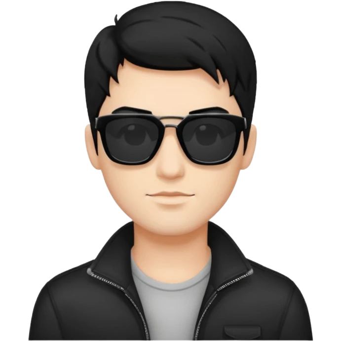 fair man with cool black hair with square dark shades emoji