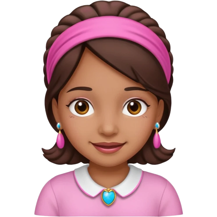happy Salvadoran girl with pink accessories, friendly face emoji