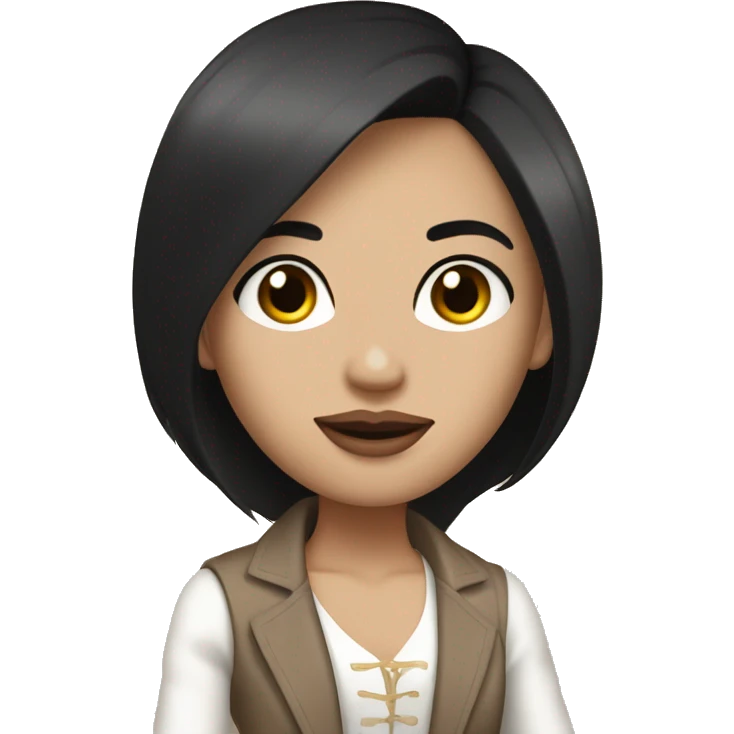 A girl with long black straight hair white skin lip filler brown eyes in a rich people outfit  emoji