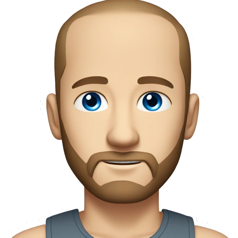 Blue eyed white man with receding hairline and a beard, brownn hair, wearing a tanktop emoji