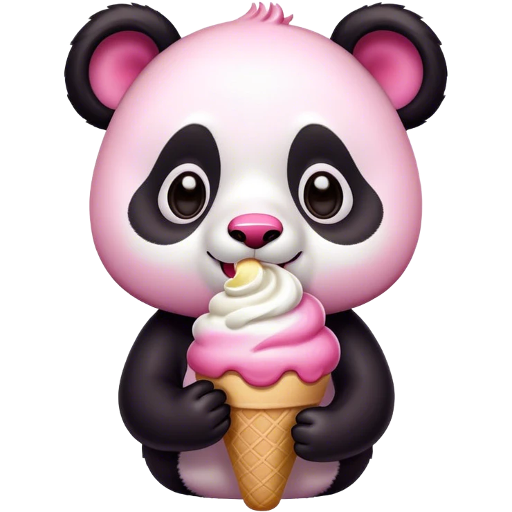 pink panda eating ice cream emoji