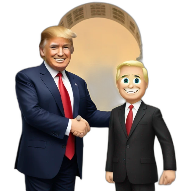 Donald Trump and Vladimir put in high fiving in front of the US capitolosin emoji