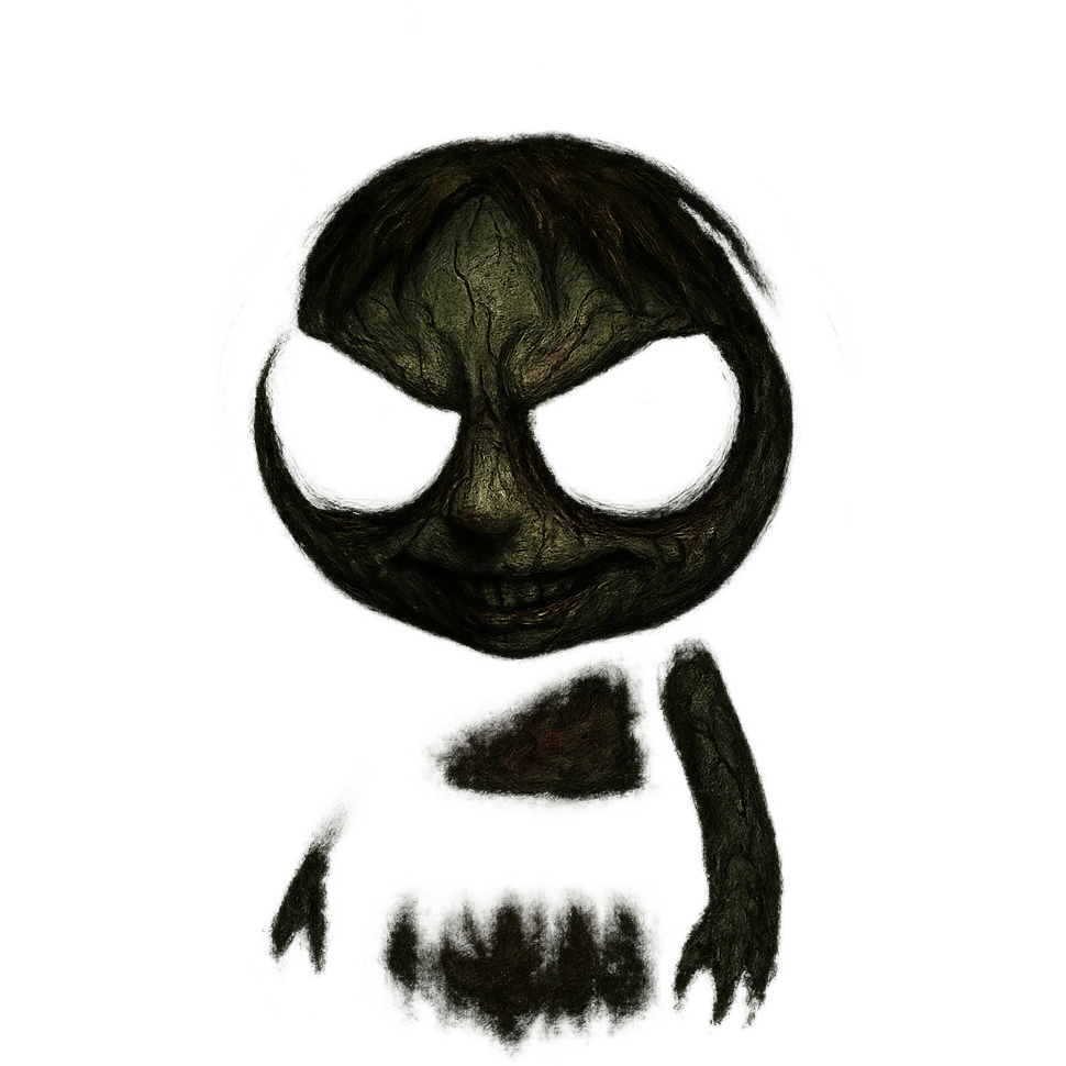 Blossom from Powerpuff Girls, reimagined in a scary, horror-inspired style, with dark shadows and eerie atmosphere, unsettling and creepy vibe emoji