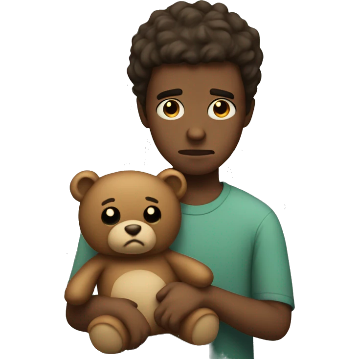 Sad guy with a teddy bear  emoji
