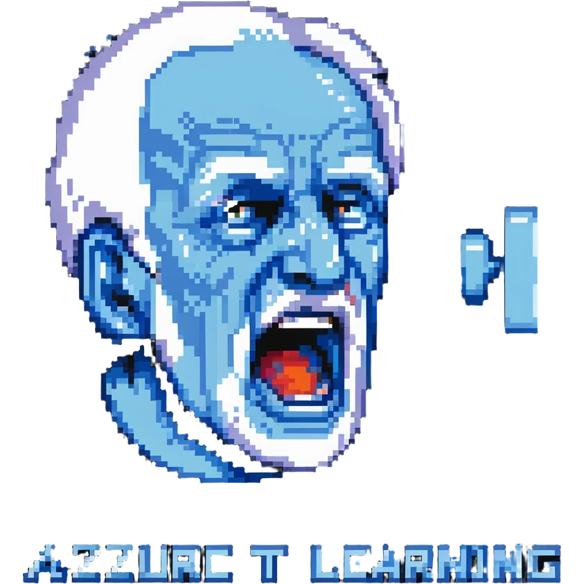 old man yelling at an abstract Azure Machine Learning logo emoji