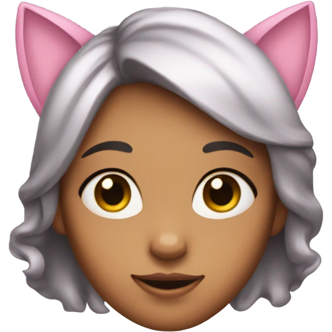 A girl with cat ears, shy, with a pink blush on her cheeks emoji