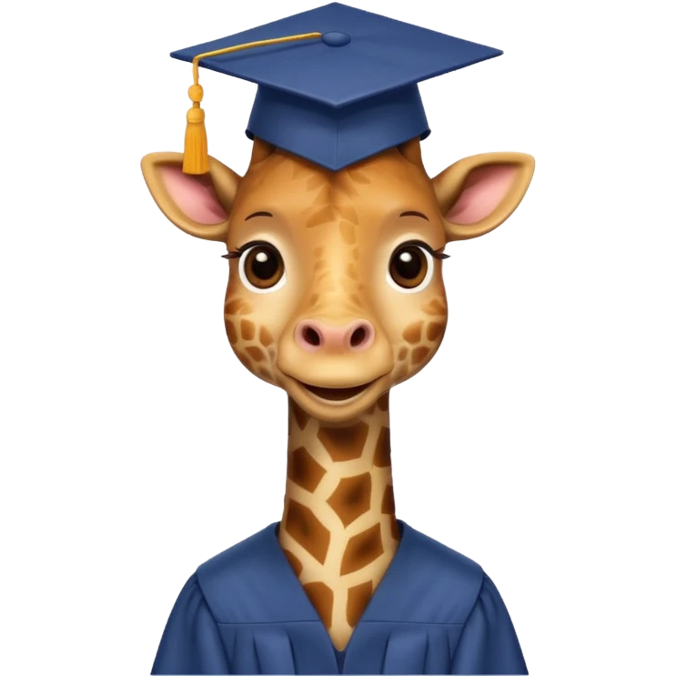 happy giraffe wearing a graduation cap emoji