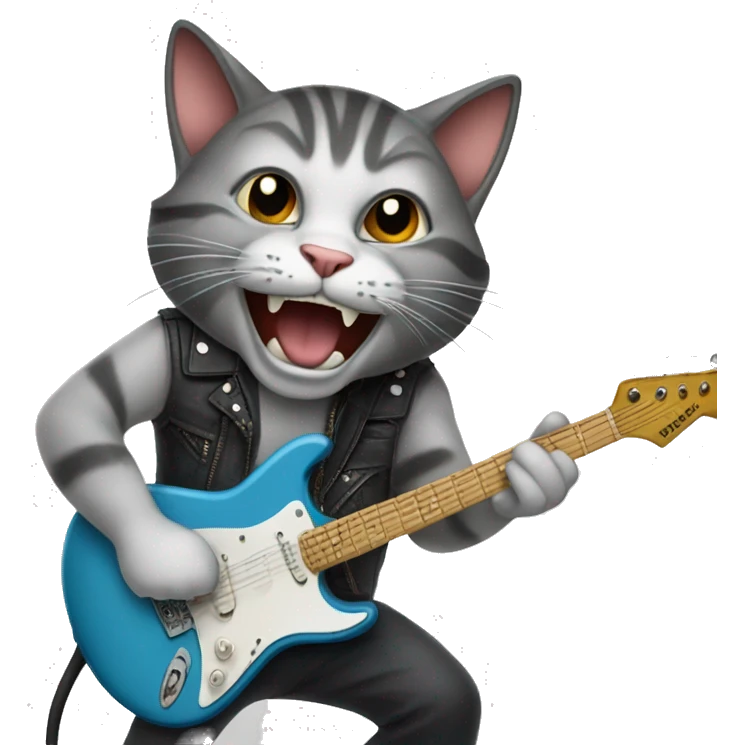Cat jamming to hard rock music emoji