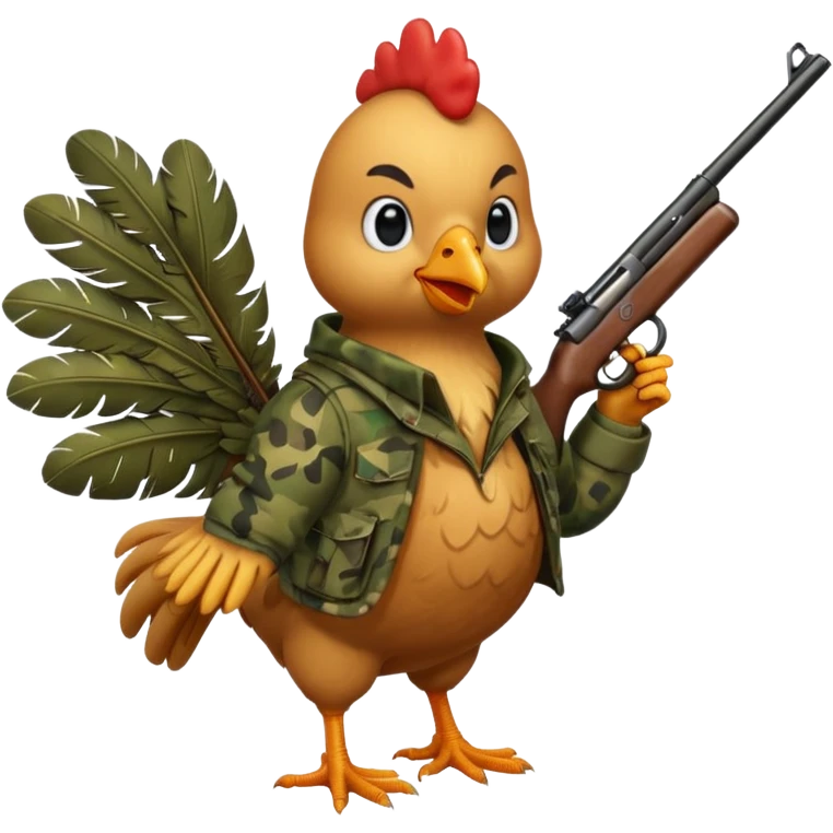 Chicken dressed as an hunter emoji