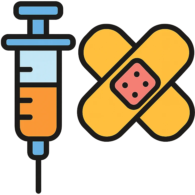 A vaccination icon with a syringe and a bandaid, representing immunization and healthcare emoji