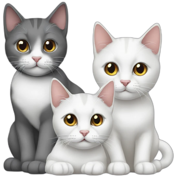 two white and one gray cat 3 cats emoji