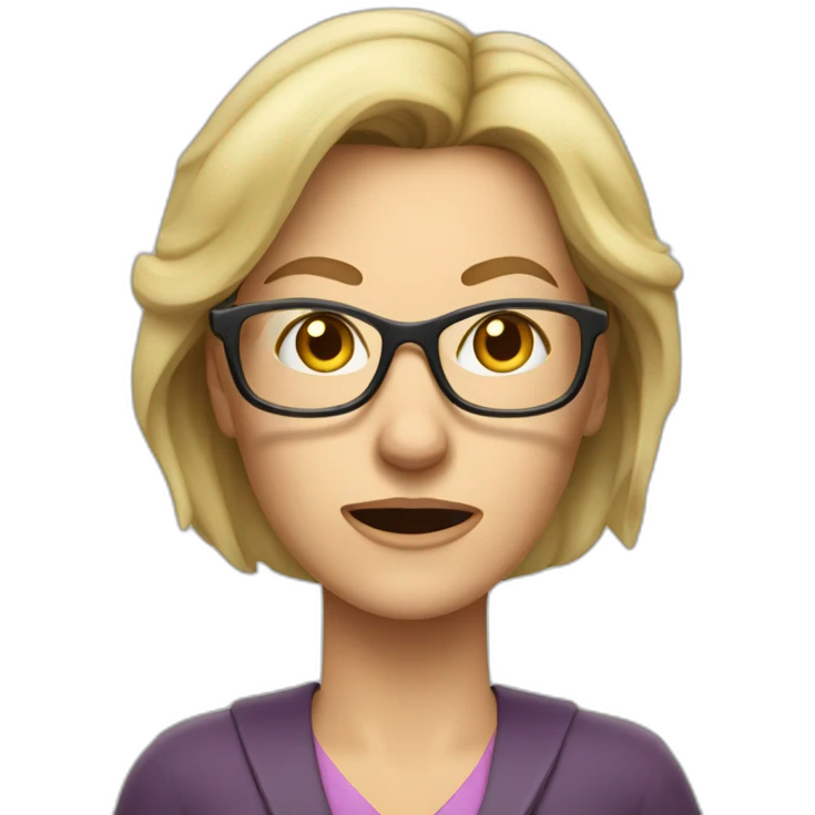 Middle-aged blond woman teacher with Long hair withot glasses being pissed off emoji