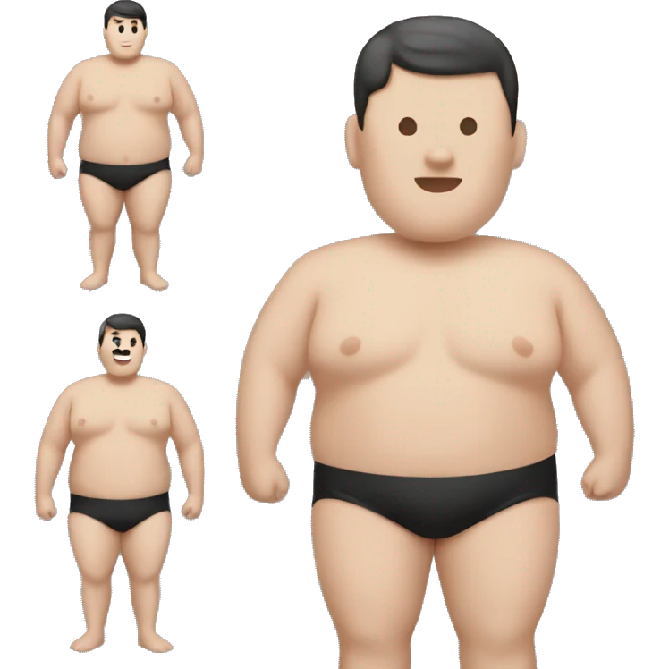Obese male in speedo with black hair  emoji