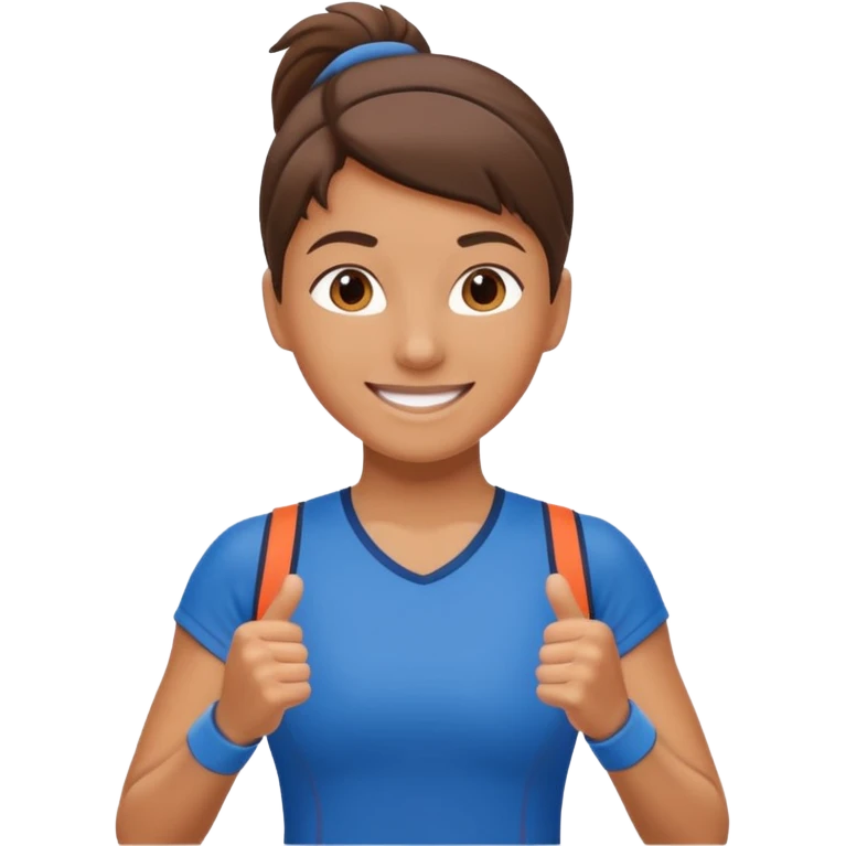 physical education teacher, sporty outfit, encouraging emoji