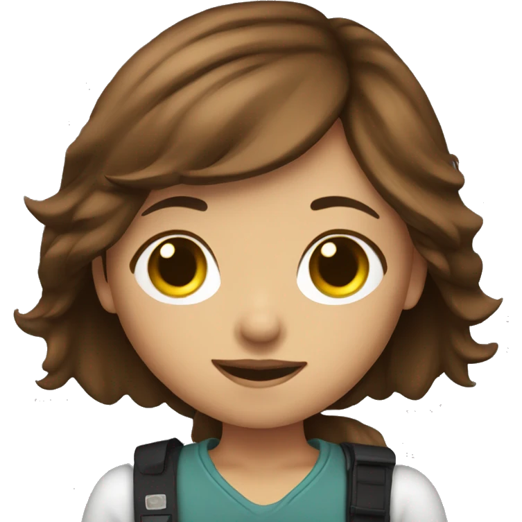 brown haired girl with camera emoji