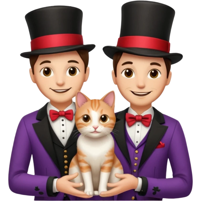 magician couple and their pet cat emoji