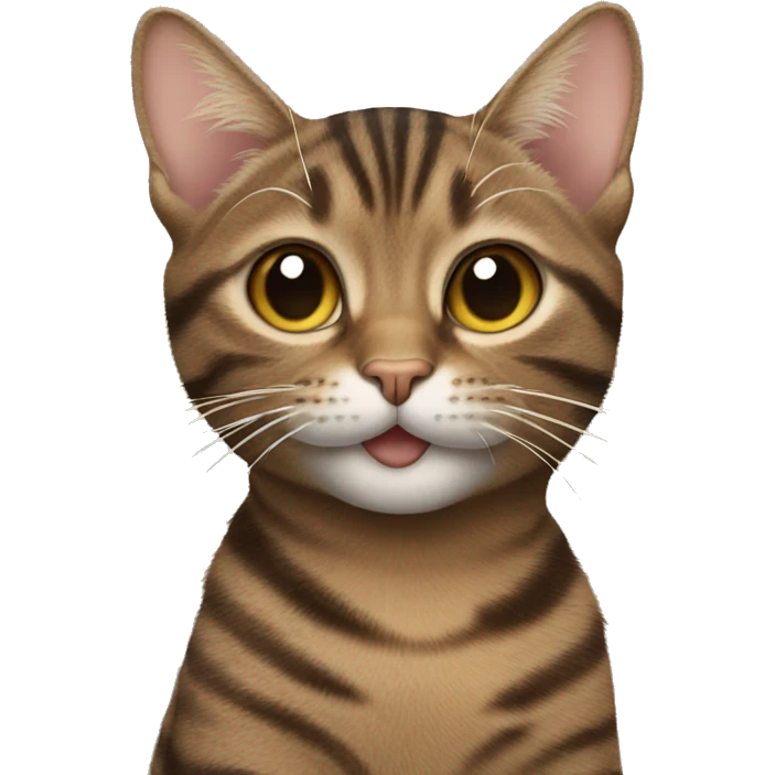 Brown tabby cat making peace sign emoji