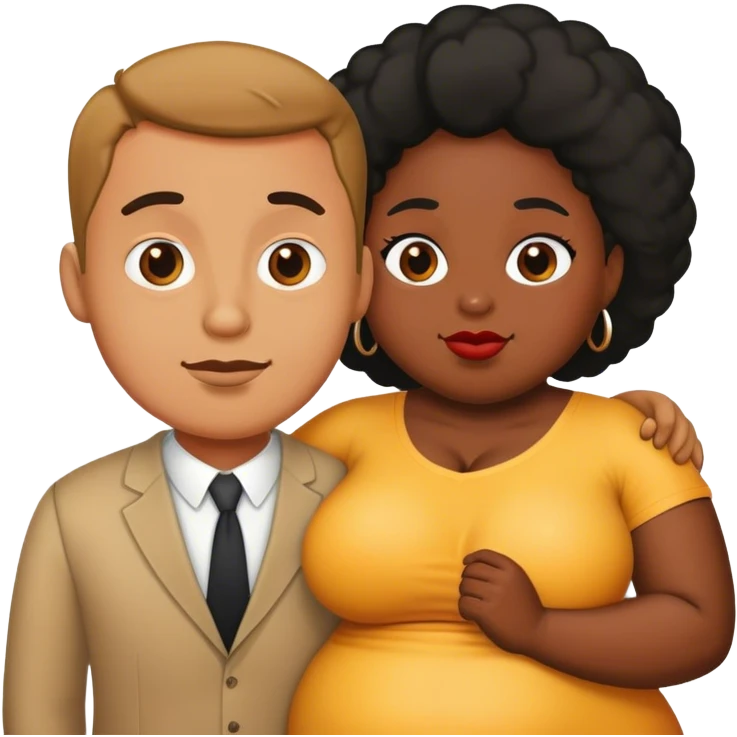slim short man and fat black woman love emoji
