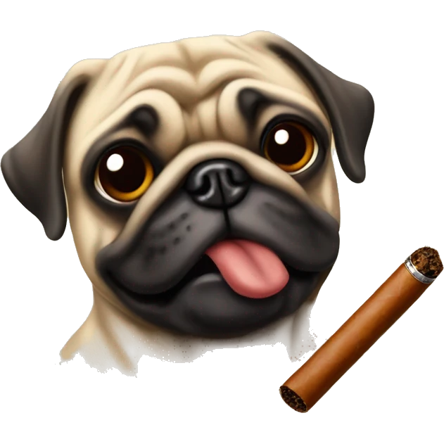 Pug smoking a cigar emoji