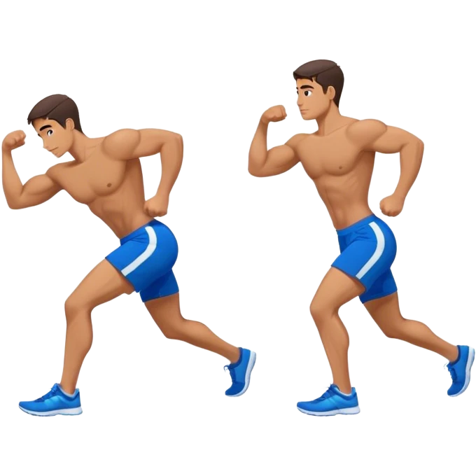 side-view of fit guy with blue shorts glute-bridges emoji