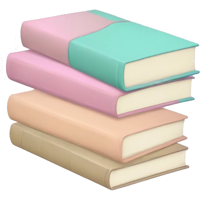 Create an emoji of three books with a pastel color each emoji