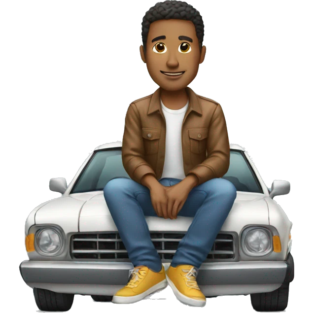 man sitting on top of car emoji