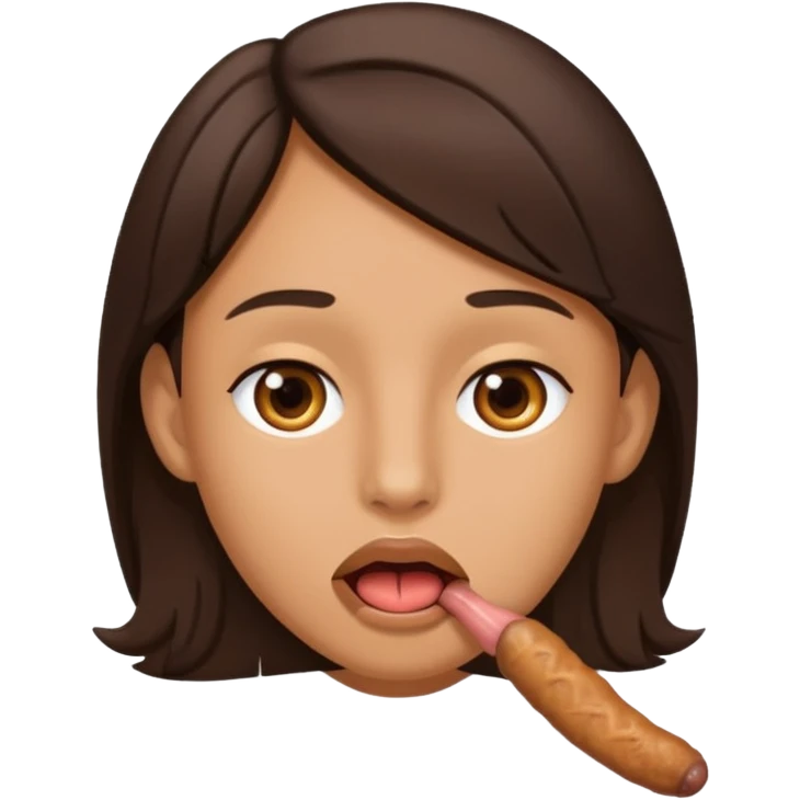 Brunette with male dick in mouth emoji