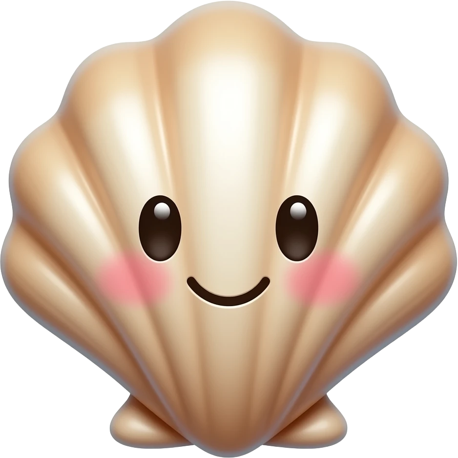 a cute shell with smiling face emoji