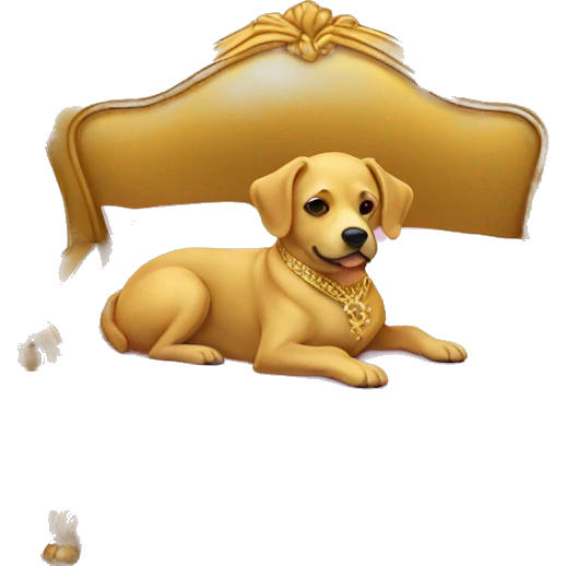 Gold dog laying down in a fancy bed emoji
