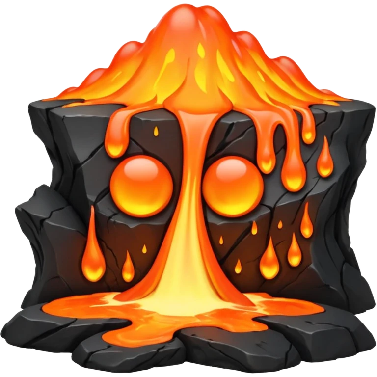 A lava flow spilling slowly over blackened rocks. emoji