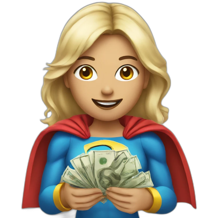 superhero female holding money to give emoji