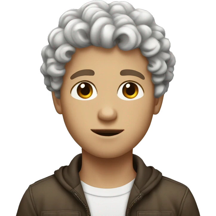 White boy with curly brown hair emoji