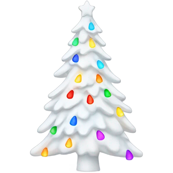 White Christmas tree with colorful lights  emoji