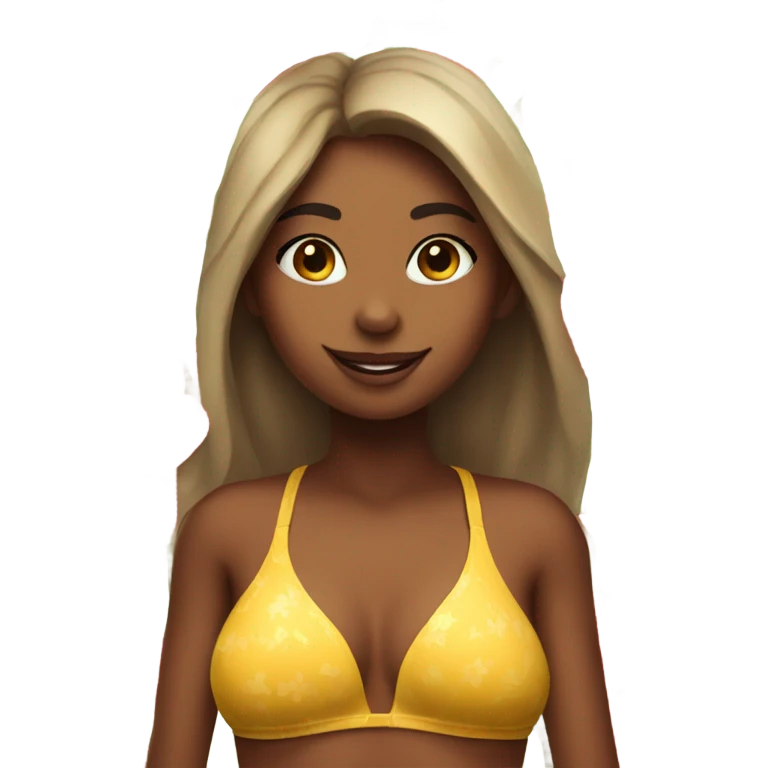A girl wearing bikini and holding tulips emoji