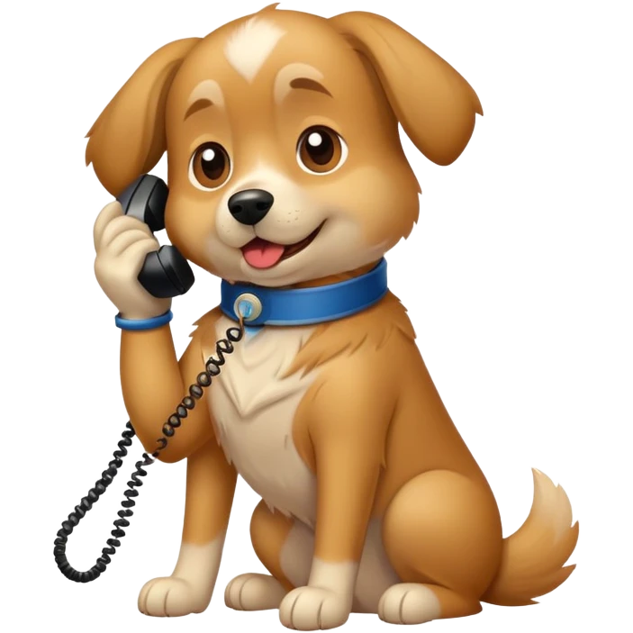 Dog talking on the phone emoji
