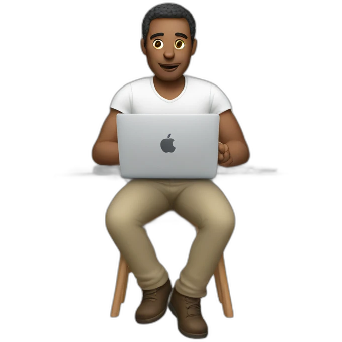 Rick working with Macbook emoji
