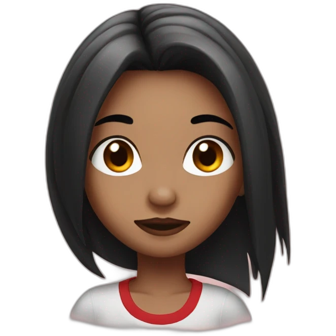 girl with black and red long hair, with nose piercing and an eyebrow cut emoji