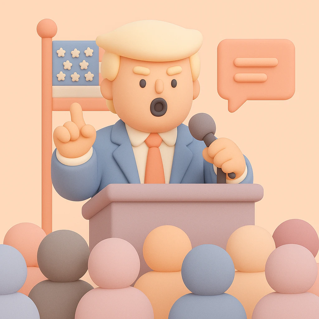 Donald Trump speaking at a rally emoji