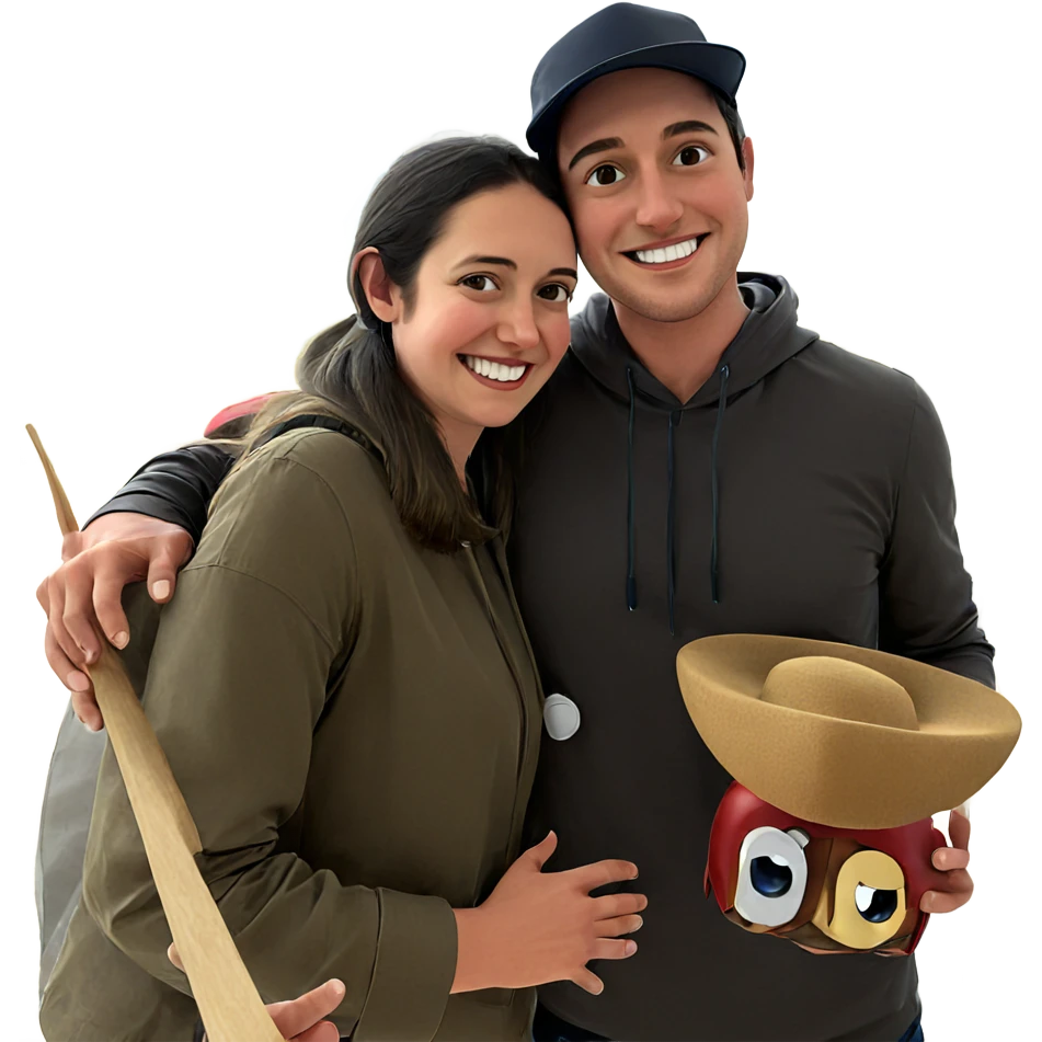 smiling couple with hat emoji