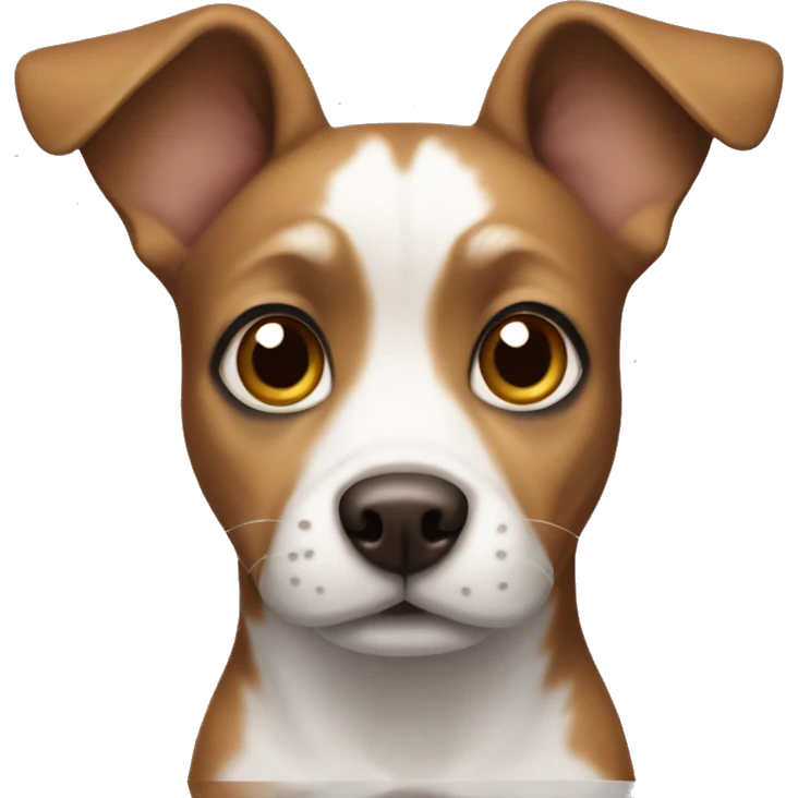 Small brown and white dog with short ears and small nose emoji