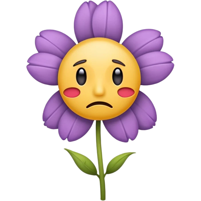 Flower with sad face emoji