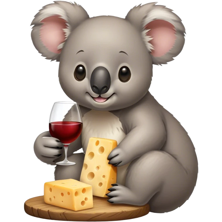 Koala eating cheese and drinking wine emoji