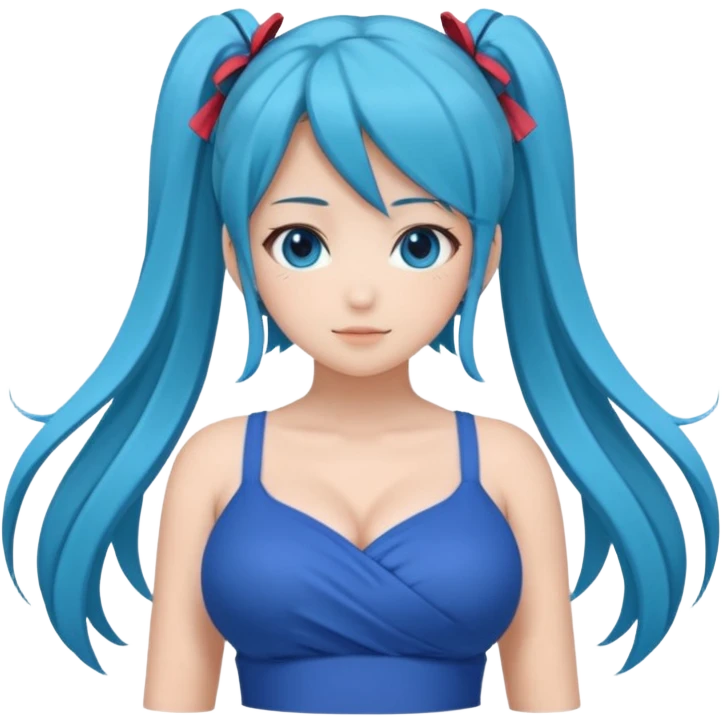 Miku big boobs blue dress and leggings emoji